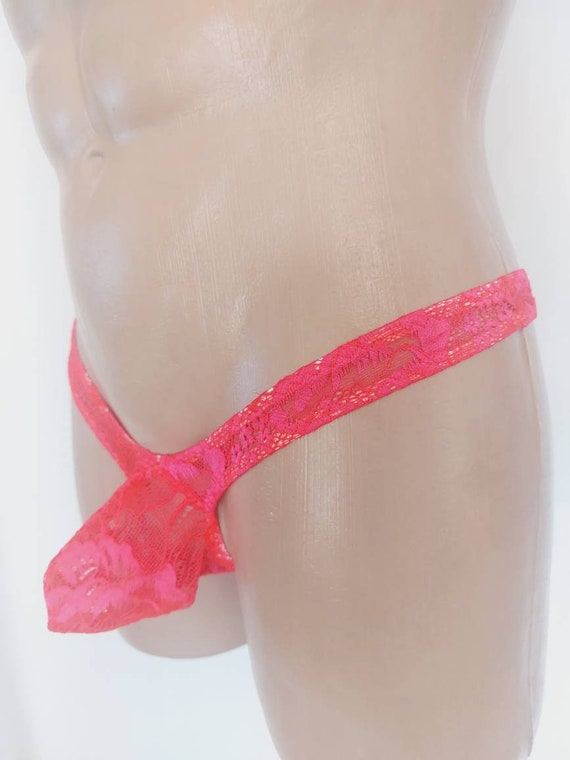 Pink lace panties for men