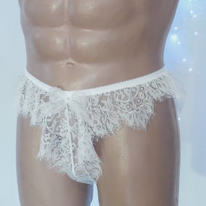 Shorty culotte de poule mouillée, jupe courte en dentelle, short en dentelle pour homme, vêtements de poule mouillée