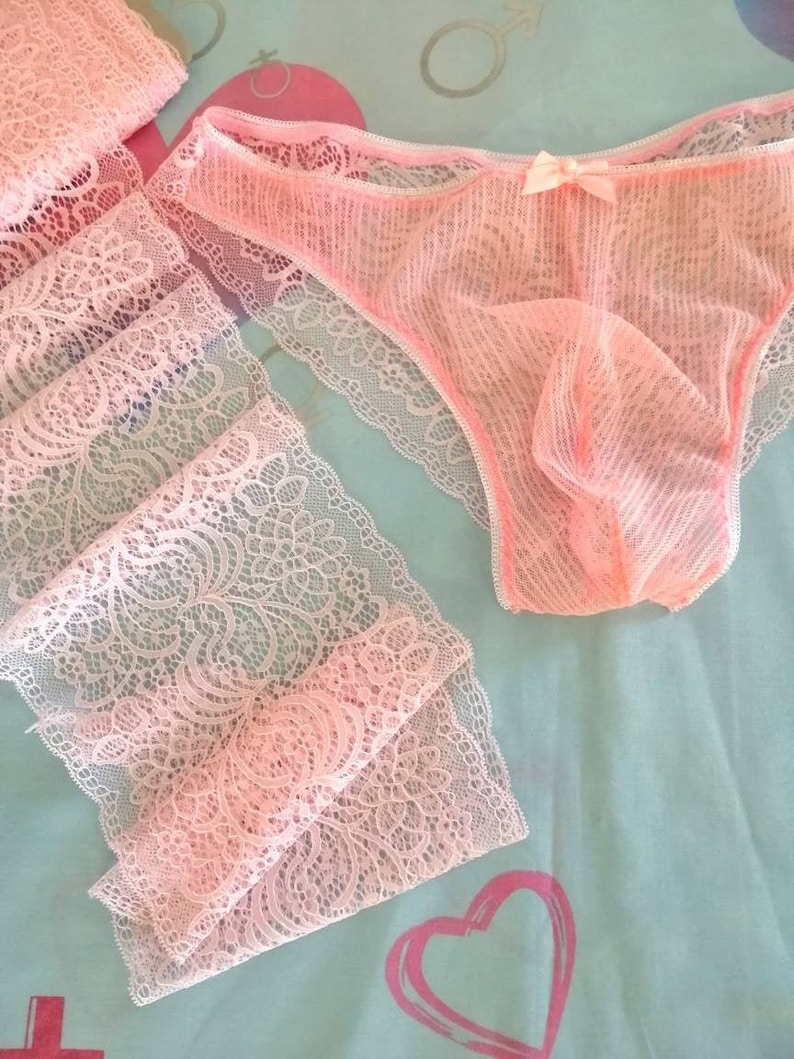 Pink panties male lace mesh men's panties men bikini Etsy