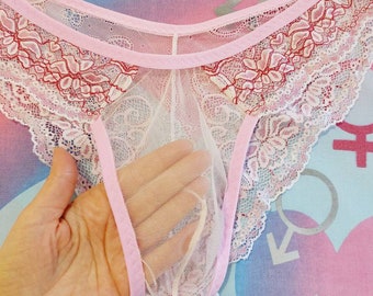 transparent lace lingerie, men's underwear,  pink panties for men, underwear for men, pink lingerie