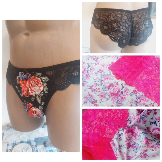Bragas de saten para hombre bragas brasilenas bragas unicas para hombres bragas sissy florales calzoncillos de encaje para hombres encaje para hombres Etsy Espana