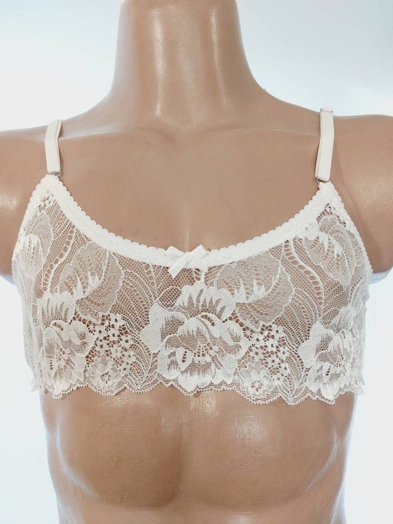 Lace Top for Men, Sissy Bra, White Lace Bra, Men Bra, Underwear