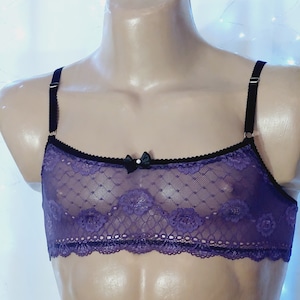 Male Bra sissy, lace top for men, sissy bra, White lace bra, men bra, underwear for sissies, transgender bra, round bra custom, lace for men