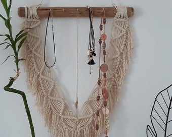 Bohemian macrame jewelry holder