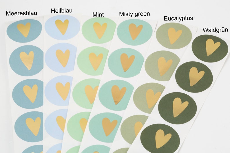 Sticker/Aufkleber Herz mit Goldeffekt in verschiedenen Farben, 35mm Durchmesser ABVERKAUF Bild 3