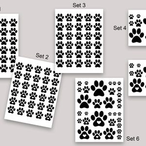 Foglio adesivo/da strofinare con motivi di animali - impronte di zampe - vari set
