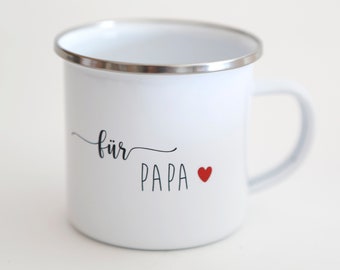 Emaille Tasse "love you"  mit Herz, für Papa