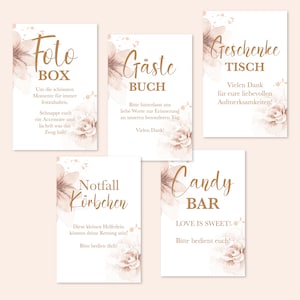 Vari cartelli informativi / avvisi / cartelli / supporti per il matrimonio - 10 x 15 cm, stampati su entrambi i lati --- Design 19 - SALDI