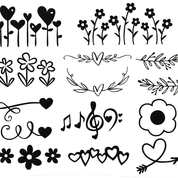 Sticker-Set A 5 Vinylaufkleber Blumen / Blumenranken  / Frühling / auch für Hochzeitsschilder  - DIY - in vielen Farben und Variationen