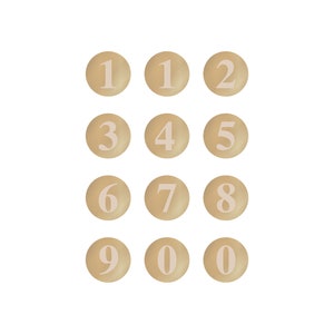 12 Aufkleber, glänzend, Zahlen in gold und weiss - ABVERKAUF