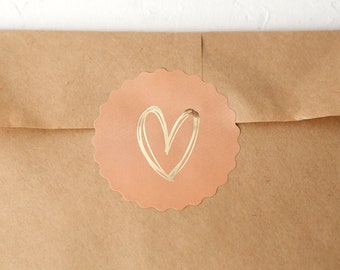 Sticker/decal "Heart with gold effect" in various variations, 55 mm diameter - SALE