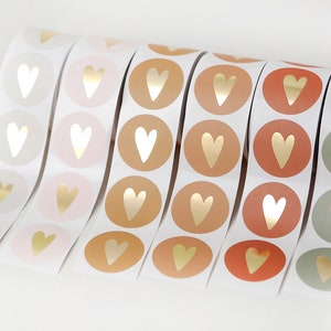 Pegatinas "Corazón con efecto dorado" en varios colores, 35 mm de diámetro - OFERTA