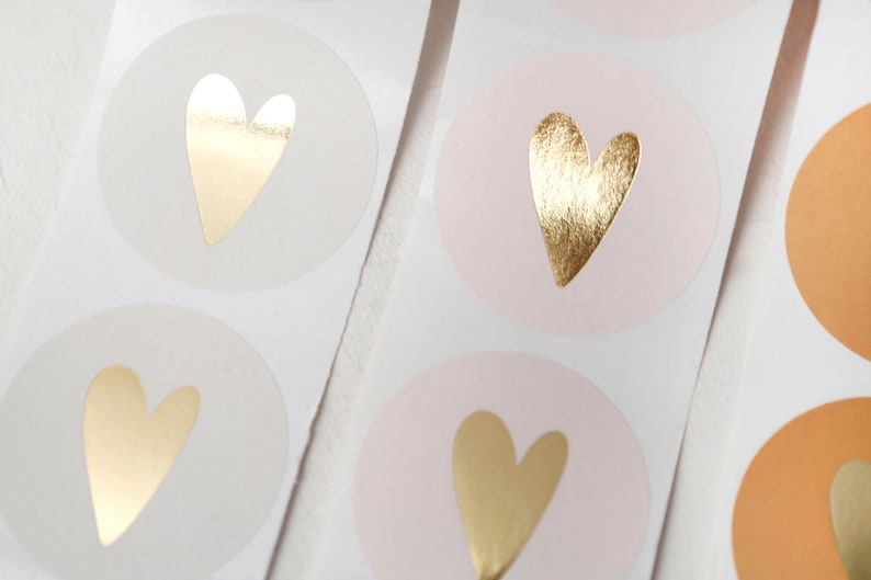 Sticker/Aufkleber Herz mit Goldeffekt in verschiedenen Farben, 35mm Durchmesser ABVERKAUF Bild 1