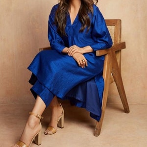 Raw Silk Salwar Kameez: Indian Trouser Suit, Mehendi Outfit