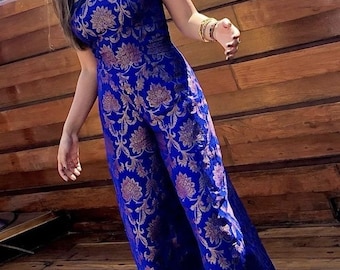 Brocade Jumpsuit: Party Cocktail Evening Outfit