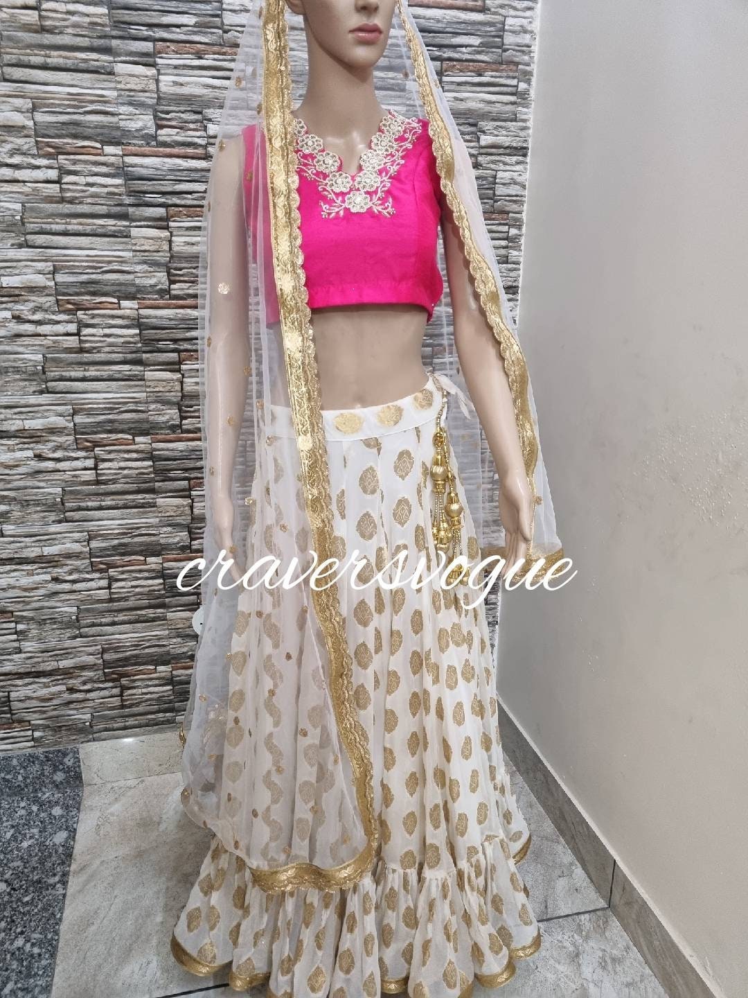 White Ruffle Lehenga Choli With Zardozi Embroided Blouse Full Flare ...