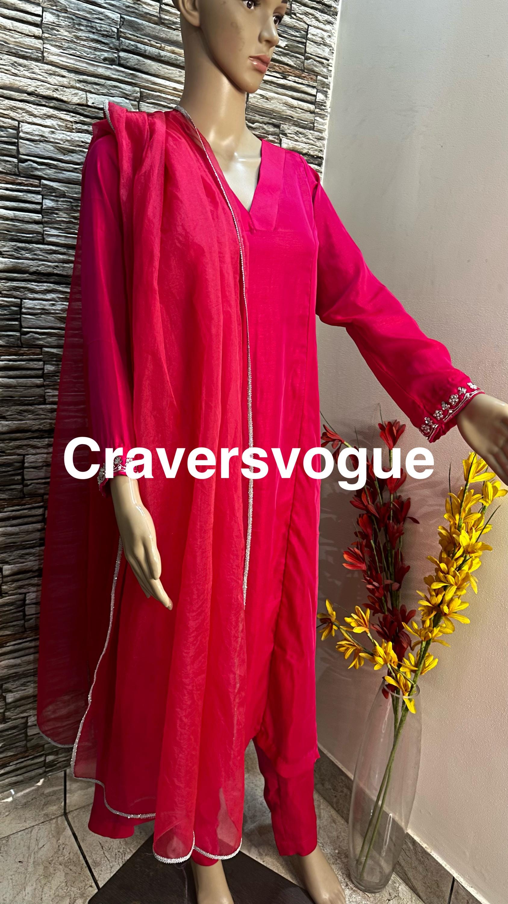 Rani Pink Salwar Suit, Custom Stitched Pakistani Outfit - Etsy