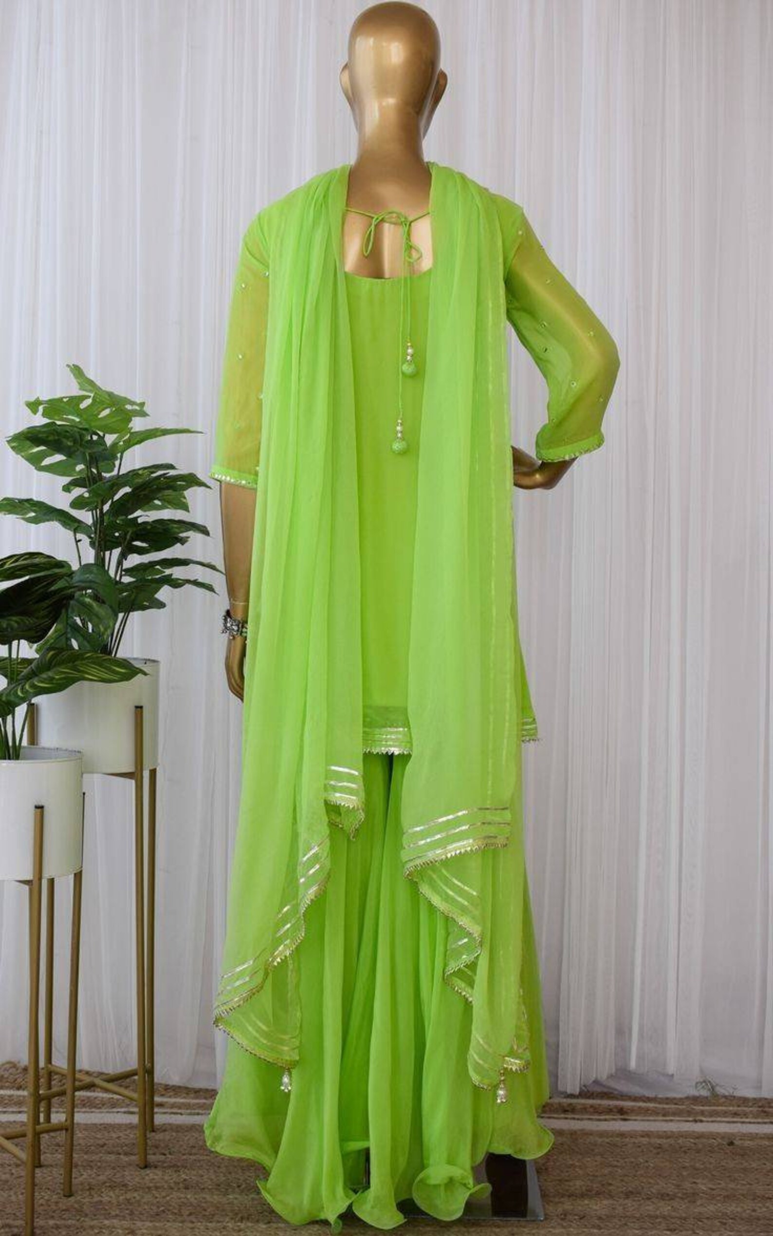 Beautiful Parrot Green Color Mirror and Gota Work Salwar Suit | Etsy