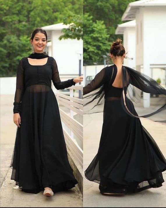 Beautiful Black Anarkali With Skirt 