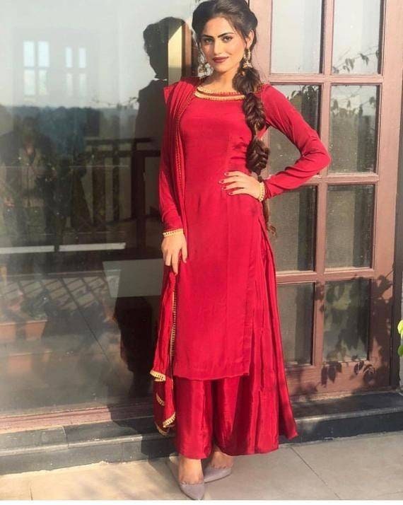 silk punjabi sharara suit design