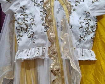 Yellow Lehenga Choli: Pakistani Indian Designer Dress, Zardozi Work