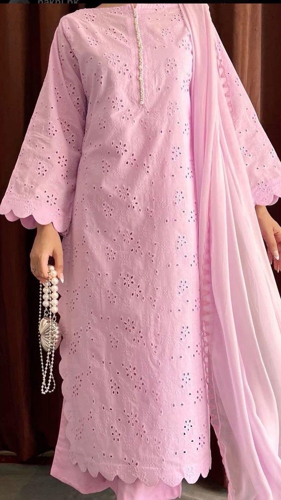 pink chikankari dress Pink Chikankari Kurta Set