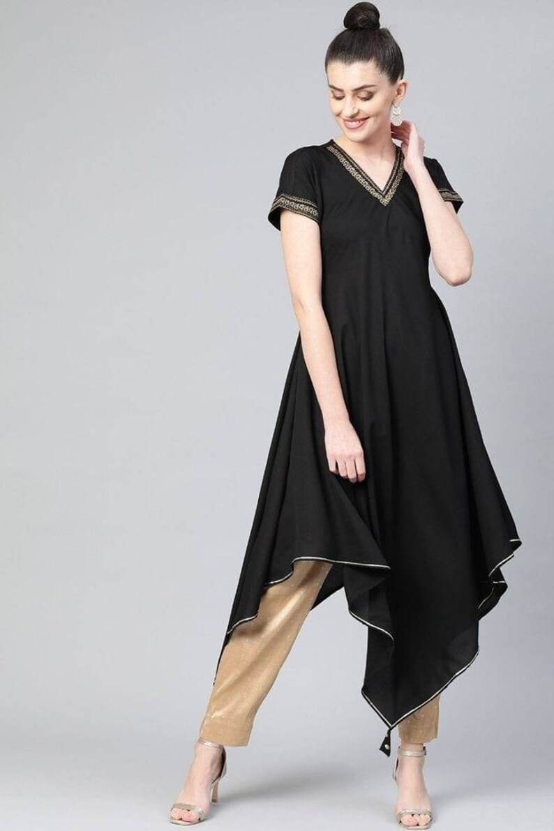 Black Golden Indo Western Dress Custom Made Stylish Party Wear | Etsy