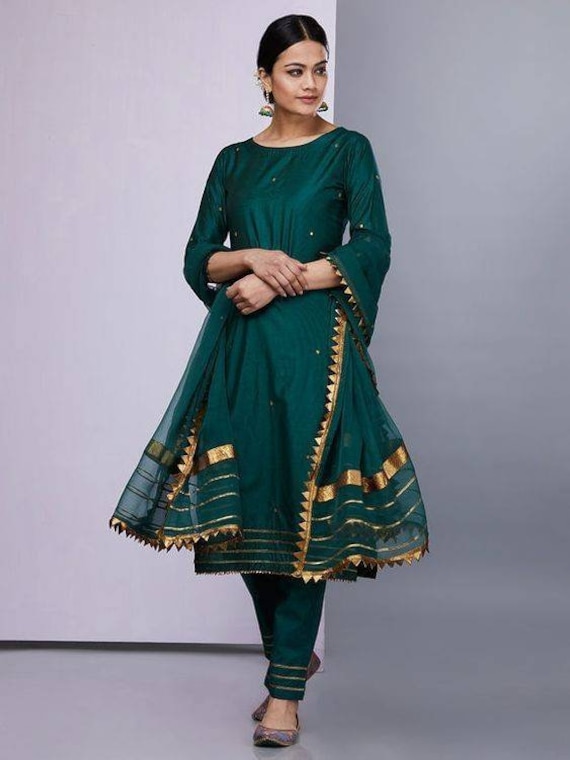 dark green colour punjabi suit