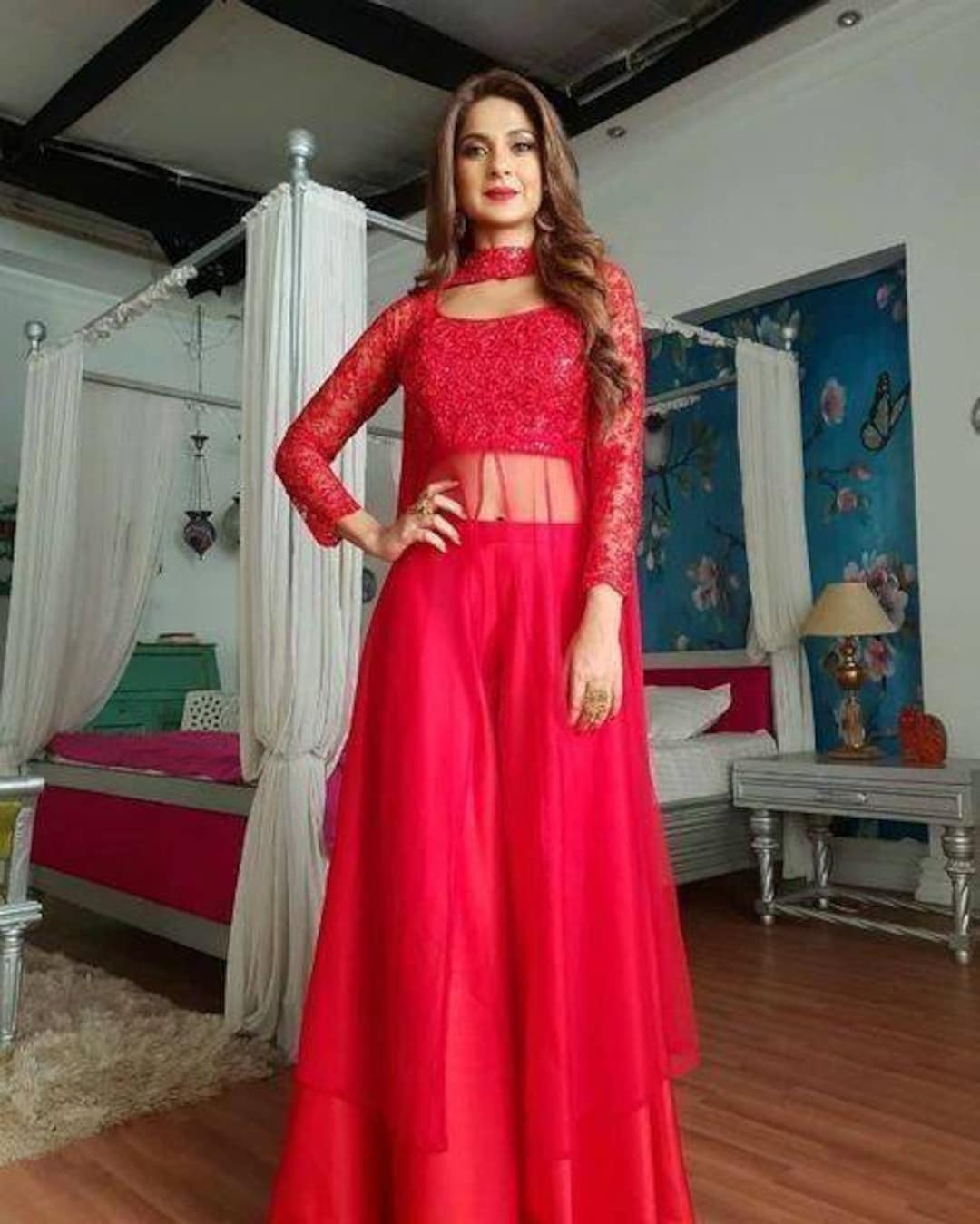 Buy Red Color Indo Western Dress Front Open Party Wear Indo Western Dress  Available in Custom Colors Evening Dress Mehendi Sangeet Online in India 