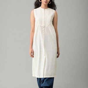 Conjunto de salwar kameez pakistaní informal, de algodón y lino, estilo pana.