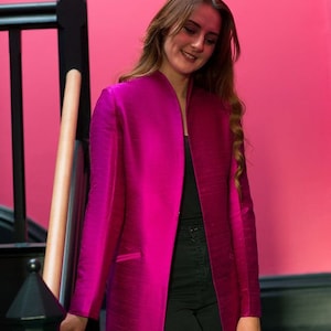 Raw silk coat custom made silk jacket shrug for women bohemian coat