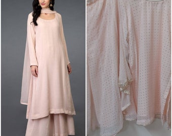 Colore rosa mukesh lavoro vestito salwar vestito georgette per le donne elegante vestito plazzo vestito punjabi patiala salwar vestito etnico salwar una linea kurta
