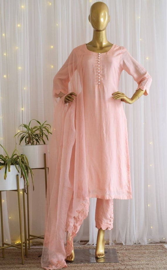Buy Baby Pink Pajami Suit Punjabi Patiala Salwar Kameez Churidaar Suit  Punjabi Wedding Festive Wear Suits Made to Measure Suits for Womens Online  in India - Etsy