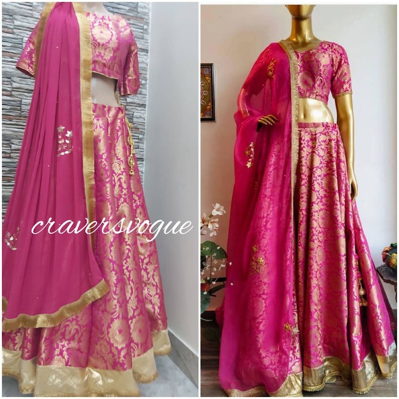 Indian Bridal Pure Banarse Brocade Lehenga Choli Designer - Etsy