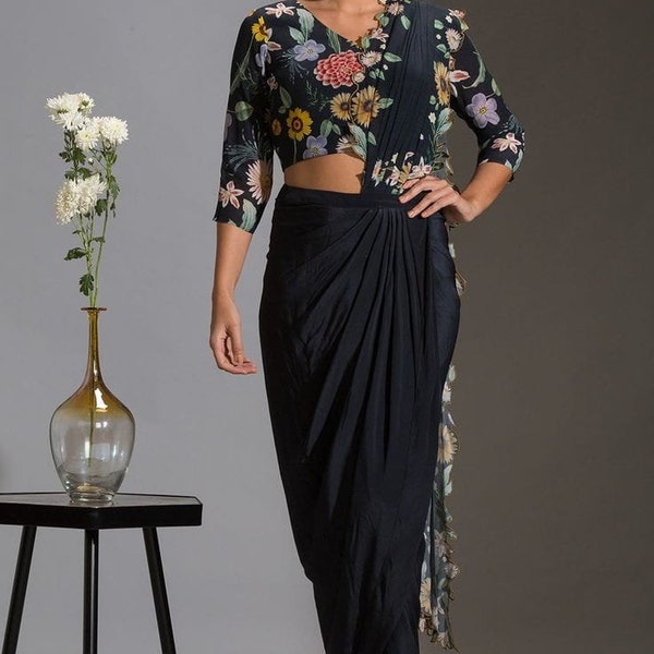 Indowester  drape skirt with blouse