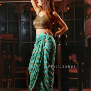 Indo western style crop top with dhoti skirt sequin top designer dhoti salwar pleated skirt tulip skirt top designer indo western dress