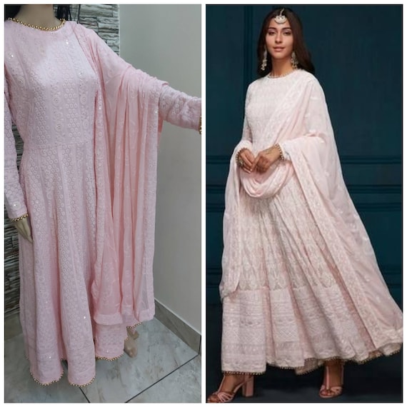 chikankari anarkali party wear