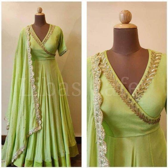 v neck gown design