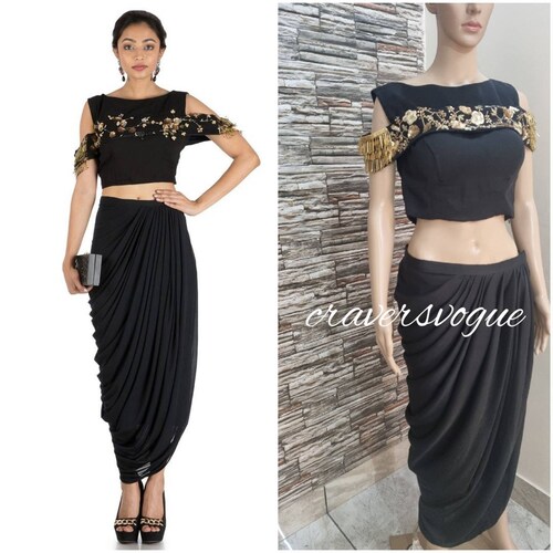 Stylish Crop Top With Dhoti Pants 