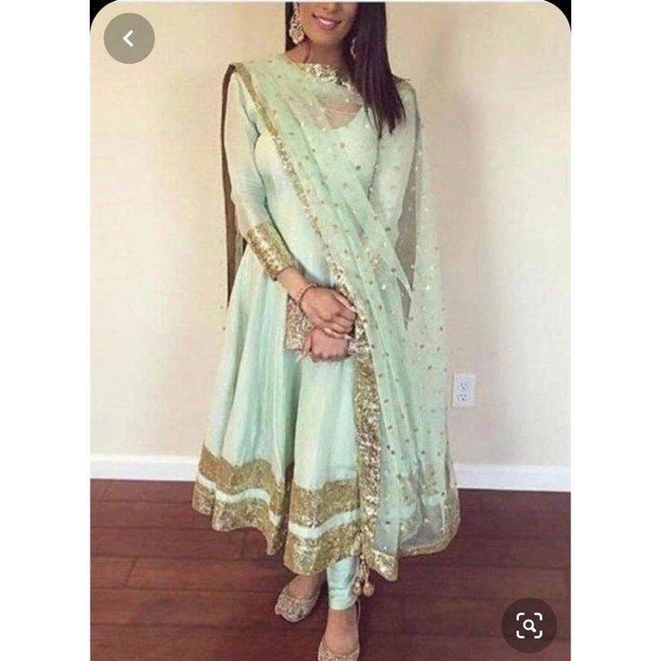 Mint Green Satin Anarkali Anarkali main image 1