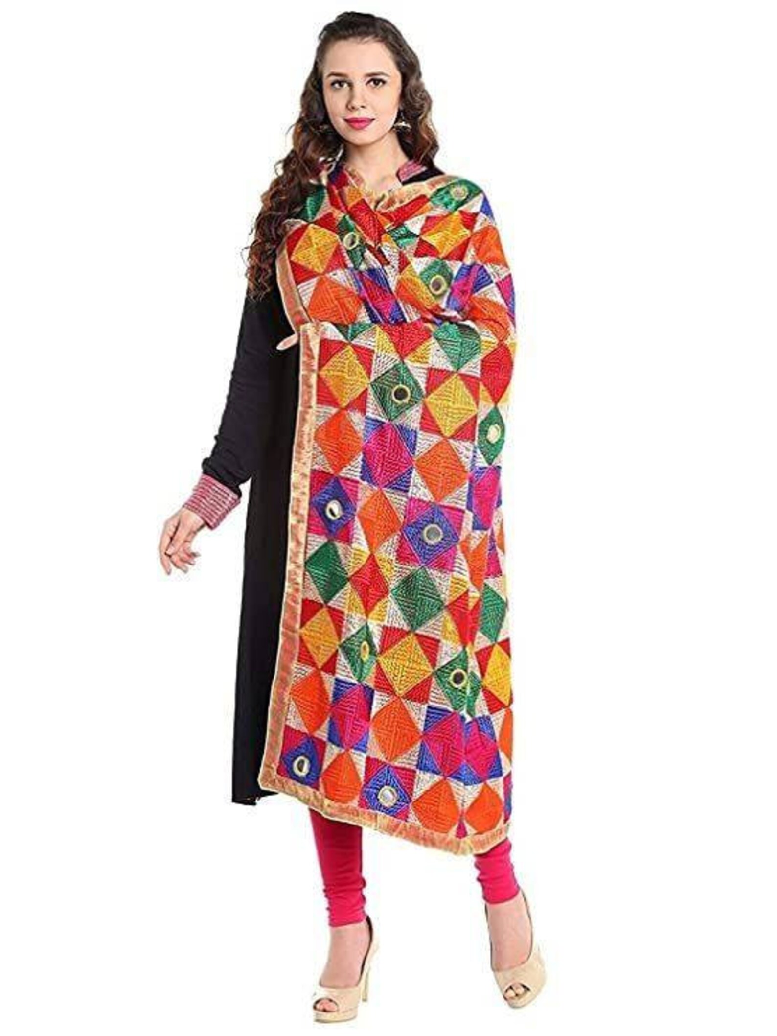Heavy Phulkari Thread Work Designer Dupatta Stole Shawl With Etsy