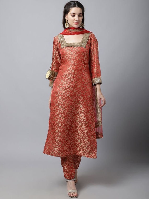 Designer Salwar Kameez - Salwar Kameez: Straight Pants and Silk | Online  Shopping