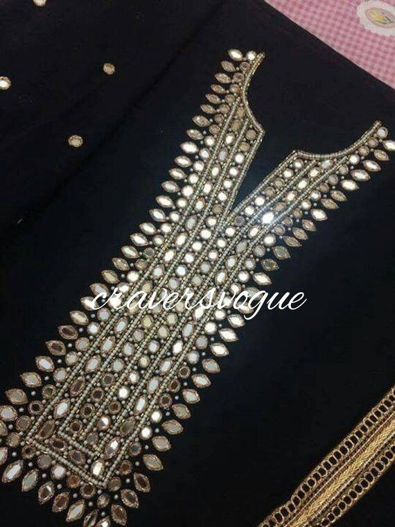 Pakistani mirror work black color kurta plazzo set exclusive | Etsy