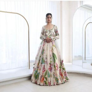 White multicolor fully embroided lehenga choli/designer custom made lehenga/party wear lehenga choli/bridal wedding lehenga sangeet outfit