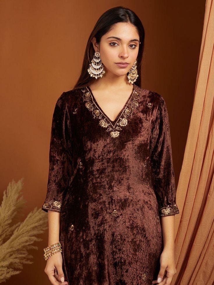 brown long sleeve off shoulder dress Mustard Party Wear Pakistani Unstitched Velvet Suit Dress Material –  Stilento