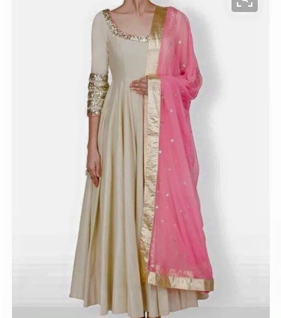 Beige Art Silk Long Anarkali Suit 147658 | Anarkali suit, Designer anarkali  suits, Indian clothes online
