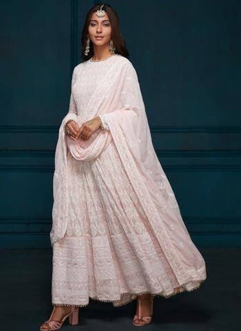 Beautiful heavy chikankari anarkali dress with dupatta and Etsy