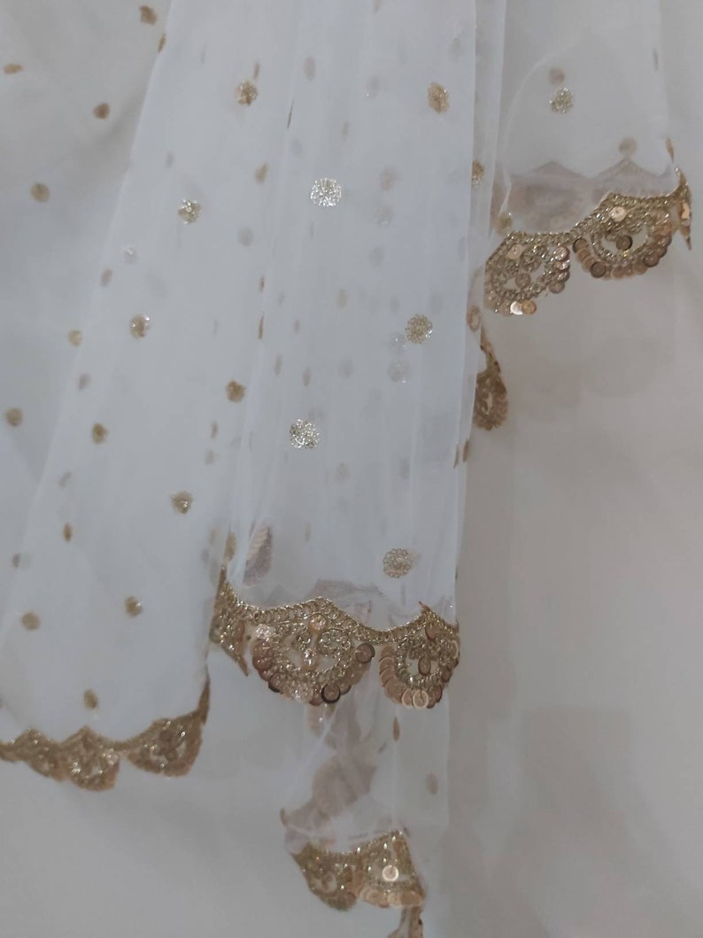 Custom made srquin work net dupattas in custom colors stole scarf shawl embroided dupattas bridal dupatta veil
