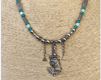 Cleopatra necklace-Egyptian necklace for a woman -ancient egyptian symbol-Turquoise necklace