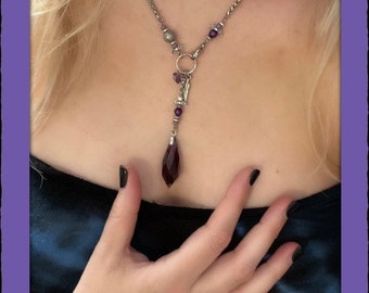 pendulum necklace-Natural stone necklace -Amethyst stone necklace- pendulum for therapists